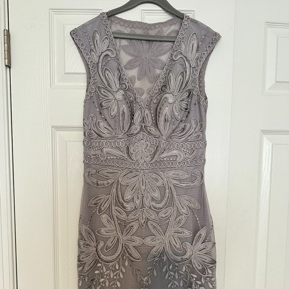 Sue Wong Silver Cocktail Dress